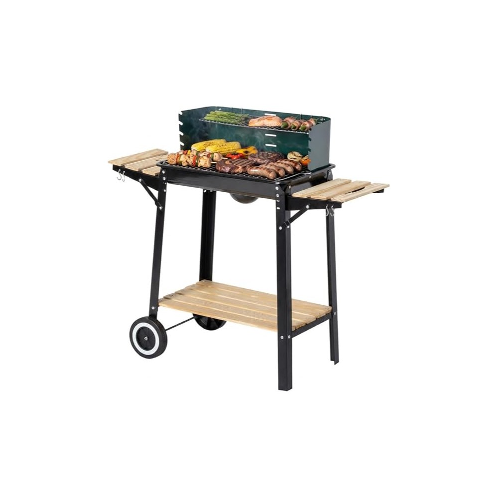 Barbacoa de carbón con ruedas