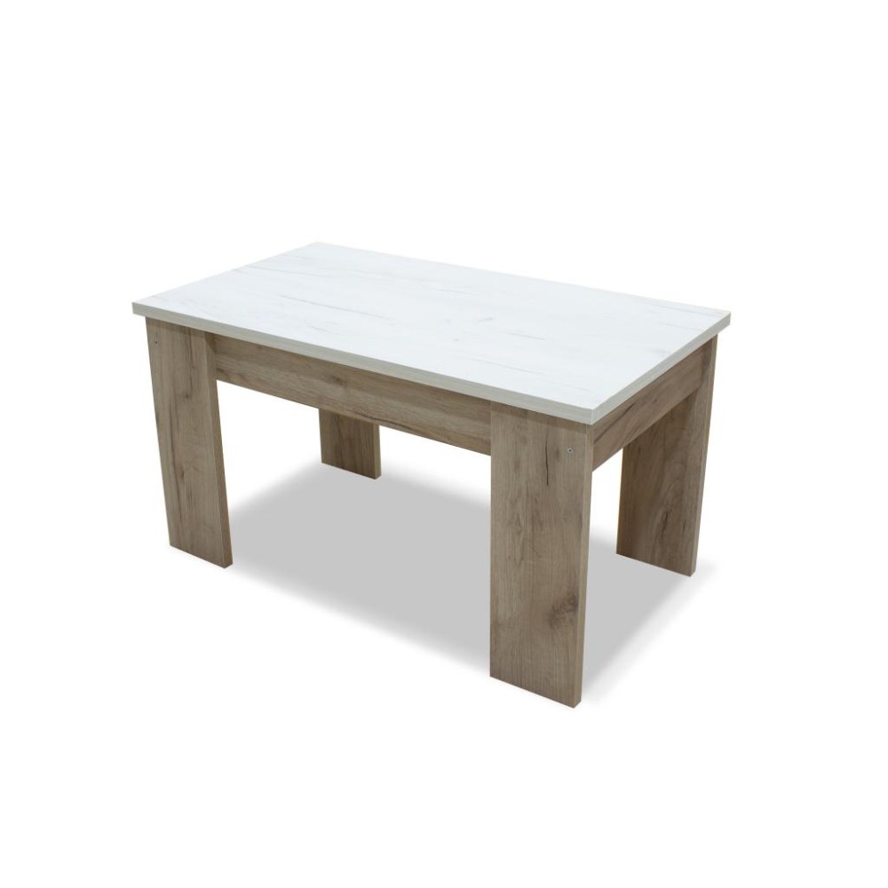 Mesa de centro blanco y roble