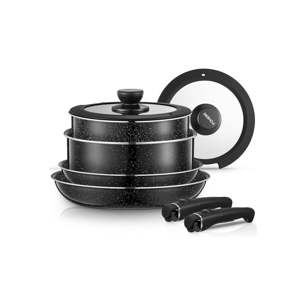 Set de ollas y sartenes con mango extraíble 8 pzas