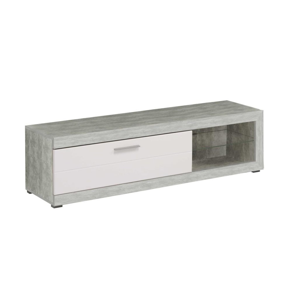 Mueble de TV cemento y blanco