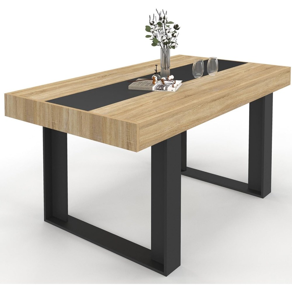Mesa de comedor madera y negro
