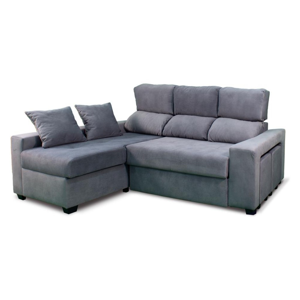 Sofá cama chaiselongue 3 plazas gris