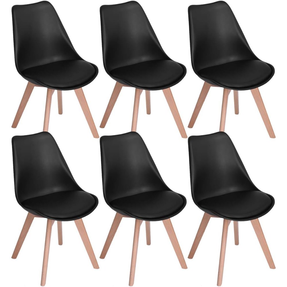 Sillas de comedor negro 6 pax