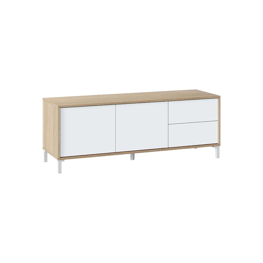Mueble de TV roble y blanco