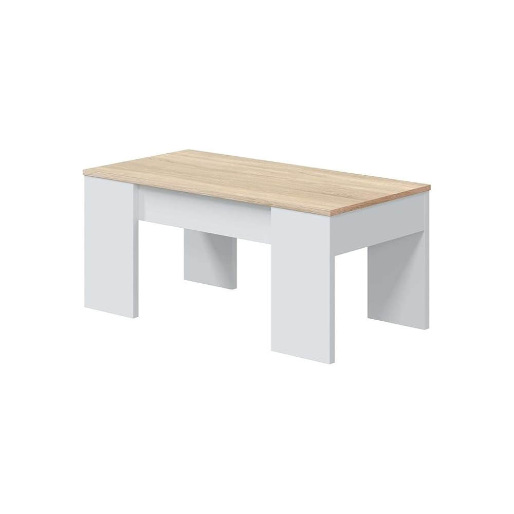 Mesa de centro roble y blanco