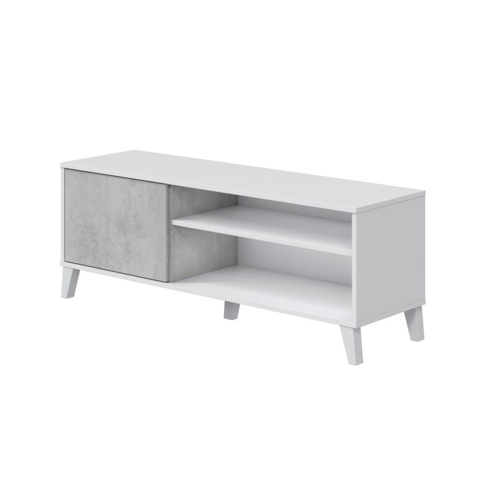 Mueble de TV blanco y cemento